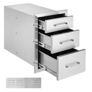 Outdoor Kitchen Drawers 14W x21H x23D Triple BBQ Drawers Stainless Steel w/ Vent - Picture 1 of 12