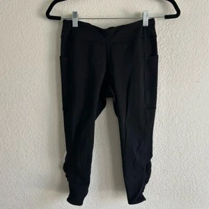 IVIVVA By Lululemon Girls Quick Trip Crop Leggings Ruched Mesh Panels Size 14 - Picture 1 of 11