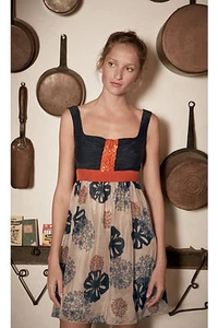 Rare! 8 Anthropologie Floral Silk "Buttonblossom Dress" $188 - Picture 1 of 6