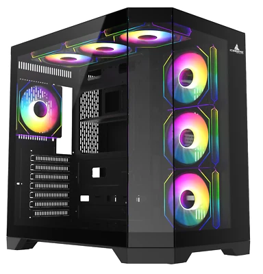 Iceberg Gaming PC Case Crystal Edge Black  Three Tempered Glass and seven fans - Image 1 of 4