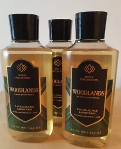 Menge 3 Bath & Body Works Woodlands Herren 3 in 1 Gesicht Haare & Körperwäsche 10fl Oz - Bild 1 von 3