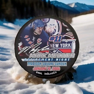 2006 MARK MESSIER RETIREMENT NIGHT HOF MADISON SQUARE GARDEN STATS PUCK NHL Rare - Image 1 of 4