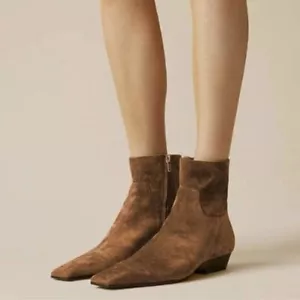 miss left Women's Square Closed Toe Low Chunky Heel Ankle Booties Brown Shoes - Picture 1 of 8