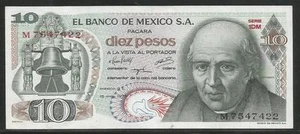 Mexico P-63h 10 Pesos 1975 Unc - Picture 1 of 1