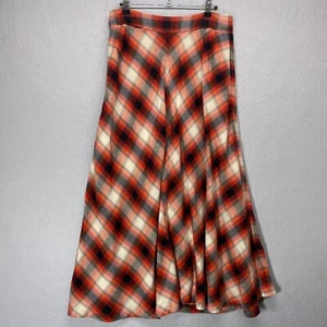 Gonna Gap donna 8 arancione quadri flanella lunga accademia tasche preppy - Foto 1 di 13