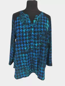 CATHERINES Women Button Up Tunic Top Plus Size 1X Geometric Multi-Color 113A - Picture 1 of 6