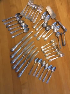 Antique German Silverware Scroll Floral Pattern 80-100 plate 39 Pieces - Picture 1 of 10