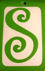 Curlz Monogramm Buchstabe 2-1/2" groß GRÜN Aufkleber Sticker - S - Bild 1 von 1