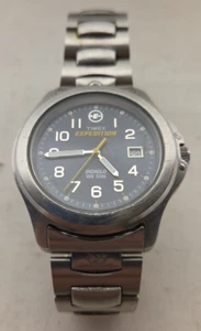 Vintage Timex Expedition Uhr Herren 41mm silberfarben 2002 blau Datum - Bild 1 von 6