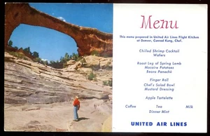 United Airlines Postkarte 60er Jahre Werbung Menü - Bild 1 von 2