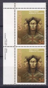 Canada 1986 Mohawk Leader Molly Brant 34¢, MNH UL pair sc#1091 - Picture 1 of 1