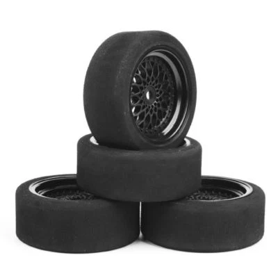 4Pcs 12mm Hex Foam Tires&Wheel Rims For HSP HPI 1/10 RC On-road Racing Car - Image 1 of 4