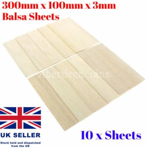 10x Balsa Wooden Plate 300x100x3mm Wood Sheet Model Train RC House Ship Aircraft - Picture 1 of 1