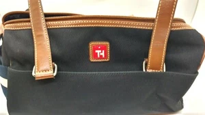 Tommy Hilfiger Black Satchel Handbag - Red &White Stripes, Leather Strap - Picture 1 of 8