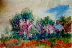 FRANCOIS TABLE DIANA MARSEILLE PEANO LANDSCAPE AUX PINS EN PROVENCE - Picture 1 of 4