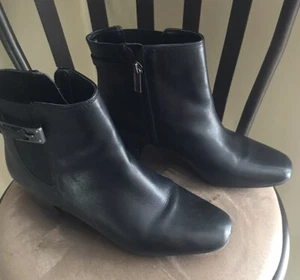 Bandolino Womens Ankle Boots Size 8M Black Leather - Silver Buckle/elastic/zip - Picture 1 of 6