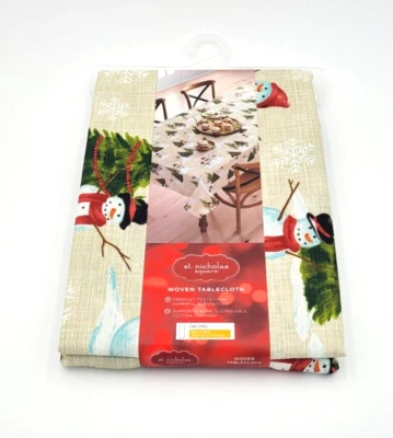 Mantel oblongo cuadrado San Nicolás Navidad Navidad muñecos de nieve 60" x 84" Foto 1 de 2