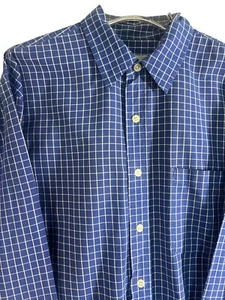 Eddie Bauer Long Sleeve Shirt  Mens Large Blue Check Button Down - Picture 1 of 9