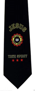 Jesus True Spirit Men's Necktie Christian Christ Religious Faith Black Neck Tie - Picture 1 of 3