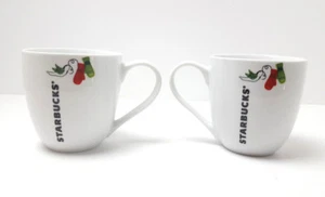 Starbucks Holiday Coffee Mug 2011 Bird With Mittens Christmas Cup Set of 2 - Picture 1 of 7