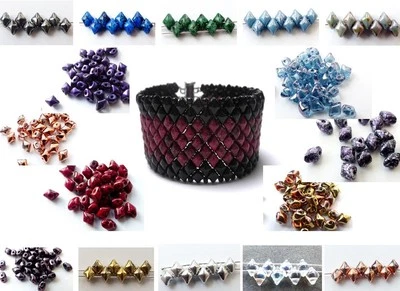 5mm TWO DUO HOLE CZECH GLASS VARIO DIAMOND BEADS - 28 COLOURS - 5G (APROX 50PCS) - Image 1 of 3