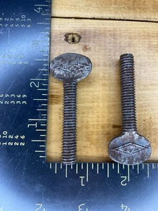 2 Vintage 3/8” - 16 x 2” geschmiedete Stahl Spaten Rändelschrauben USA Central Co - Bild 1 von 2