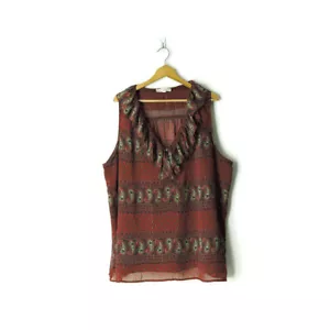 Blusa sin mangas Suzanne Betro Weekend 4X mujer plus cuello en V volantes cachemir - Imagen 1 de 10