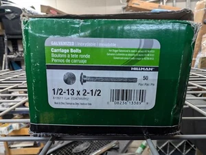 Hillman 1/2 in.   P X 2-1/2 in.   L Hot Dipped Galvanized Steel Carriage Bolt 50 - Picture 1 of 4