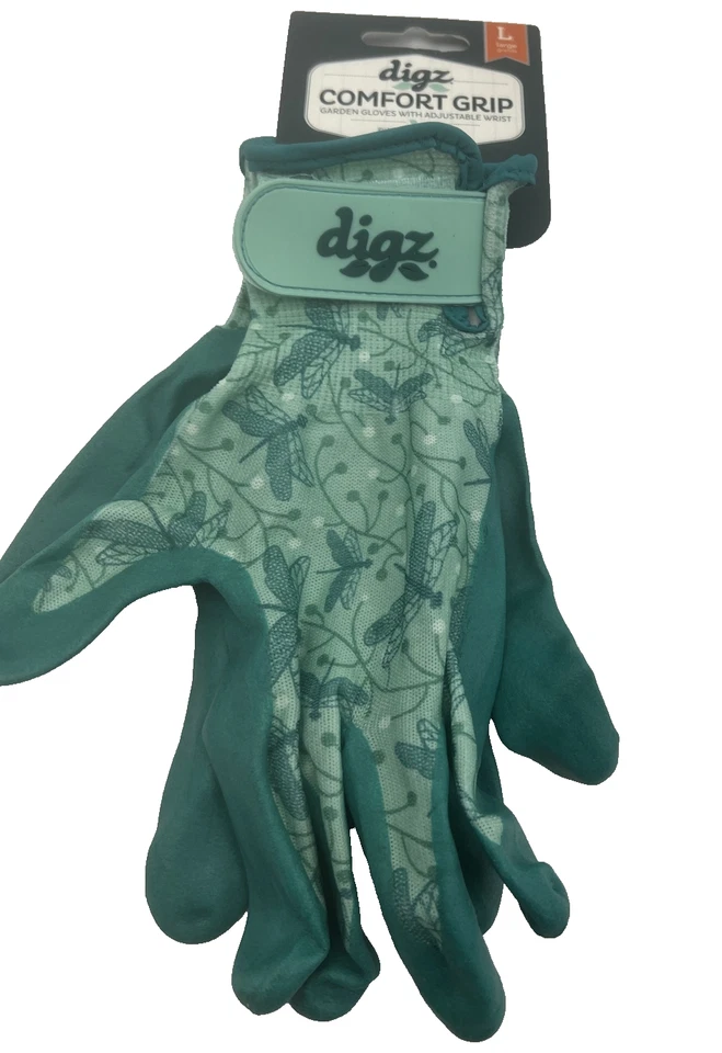 digz Comfort Grip Adjustable Wrist Garden Gloves Size L 79877