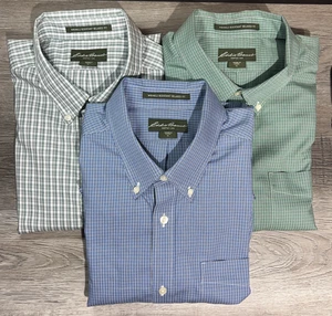 Lote de 3 Camisas Eddie Bauer XL Calce Relajado Botones Sin Arrugas Manga Corta - Imagen 1 de 10