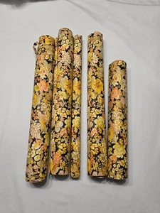 Vintage 60's Or 70's Orange And Yellow Floral Wallpaper - Picture 1 of 10