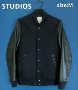 Studious Melton Leather Stadium Jacket - Picture 1 of 7