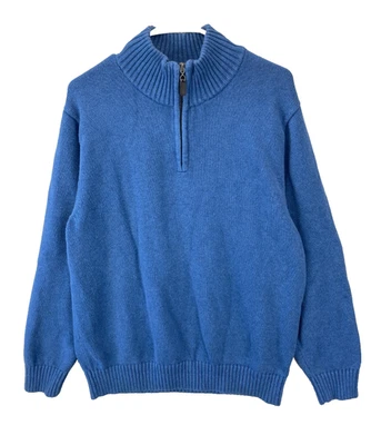 L.L.Bean Cotton Knit 1/4 Zip Pullover Sweater Men’s Size L Blue Casual Outdoor - Image 1 of 4