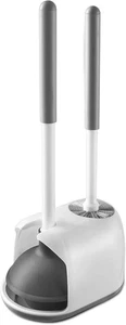 Eyliden Toilet Plunger and Brush, 2 in 1 Bowl Brush White & Grey - Picture 1 of 7