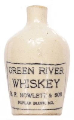 Antique Mini Whiskey Jug Miniature Stoneware Jug Green River Whiskey Missouri - Image 1 of 4