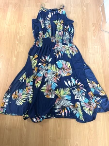 Ashley Stewart Tropical Maxi Dress Plus Size 34/36 Blue Multicolor NWT - Picture 1 of 8