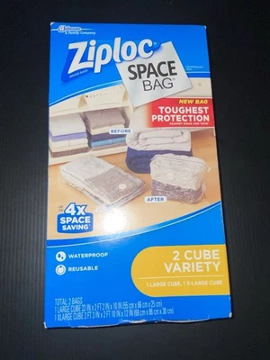 Bolsa espacial Ziploc, 2 piezas cubo combo bolsas de vacío (1 grande y 1 extra grande) Foto 1 de 4