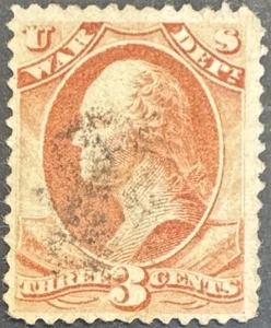 US Scott O83 3c War Dept Official Stamp gebraucht rotbraun - Mängel/Risse - Bild 1 von 2