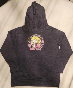 Nintendo Mario Princess Peach Dark Gray Hoodie- Kids Youth Size Large *NEW - Picture 1 of 7