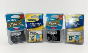 Brother M231 P-touch Label Tape 1/2" Black on White, 4-Pack - Picture 1 of 5
