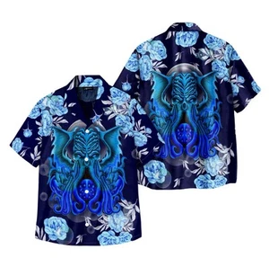 Octopus Under The Ocean Hawaiian Shirt Short Sleeve Octopus Shirt Big Tall XL C2 - Picture 1 of 4