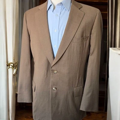 Vintage Paul Stuart Blazer 44L Full Canvas Brown Woven In Italy 120s 44t - Image 1 of 4