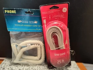 Cable de bobina modular para auricular marfil 15 pies y cable de línea telefónica marfil 25 pies Cables de teléfono - Imagen 1 de 4