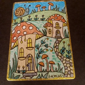 ACEO Orig Art Card Mixed Media HANDMADE Artist Sabrina de Man "Summer Home" - Picture 1 of 5