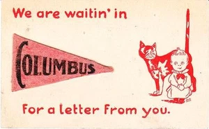 c.1915 COLUMBUS, OH, DUTCH BOY FELT PENNANT POSTCARD - Picture 1 of 1