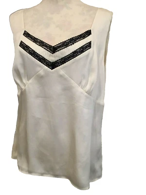 Jones Wear Camisole, Top, Blouse, SZ 16, Ivory/Black Sleeveless, side zip, lined - Image 1 of 4
