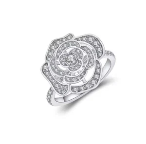 1.5ct Ring 18K White Gold Diamond Test Pass Lab-Created VVS1/D/Excellent US:8 - Picture 1 of 4