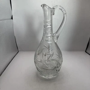 "Jarra jarra vintage de cristal de corte brillante de 15"" con Hobstar y mango aplicado" - Imagen 1 de 7