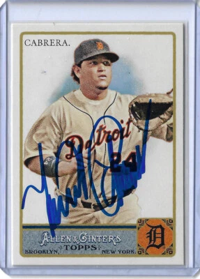 Miguel Cabrera Autographed 2011 Topps Allen and Ginter Card 10 - Image 1 of 2