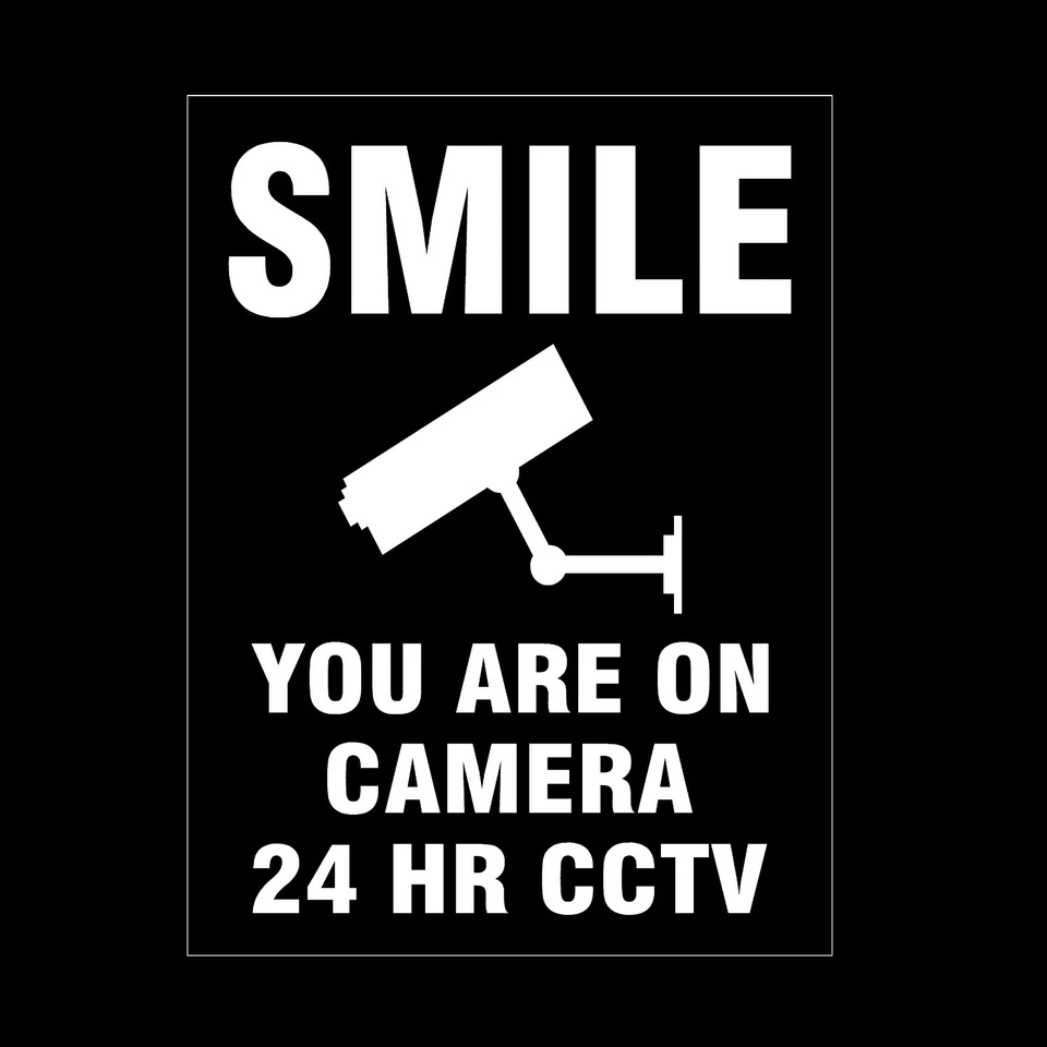 HEALTH&SAFETYDIRECT CCTV Smile you are on Camera Window Sticker - Surveillance, Security (MISC35R)